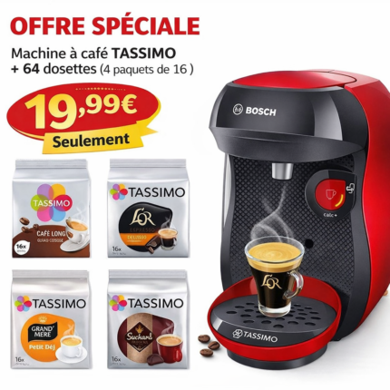 Machine à café Bosch + 64 capsules OFFERTES | Noir